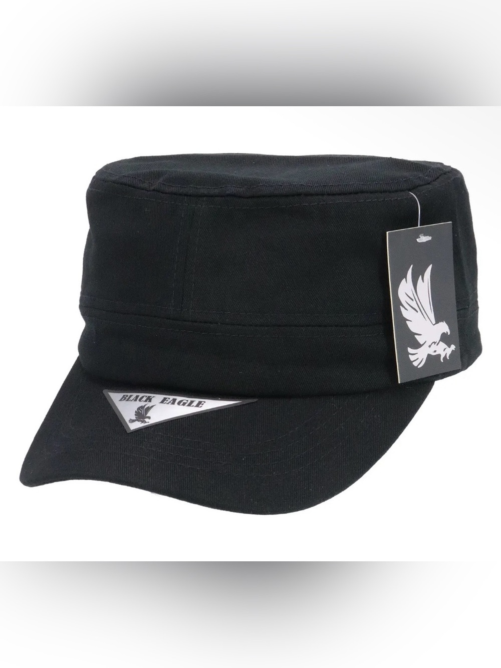 Black Eagle Twill Cotton Cadet Cap Military Style Hat Hook & Loop NEW NWT